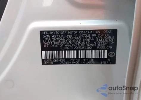 2021 Lexus Is 300 z USA, uszkodzony, nr VIN JTHA81F29M5047482